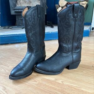 Tony Lama Black Leather Cowboy Boots